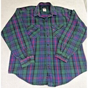 Vintage Distressed Codet Mens Sz XL Flannel Plaid Button Down Multi Color Shirt